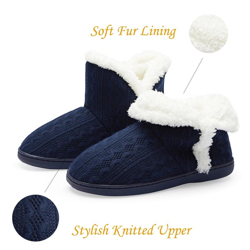 Winter Women's Indoor Fuzzy Boot Slippers Outdoor Knitted Ankle Boots Slippers Warm House Shoes with Plush Fur Lining