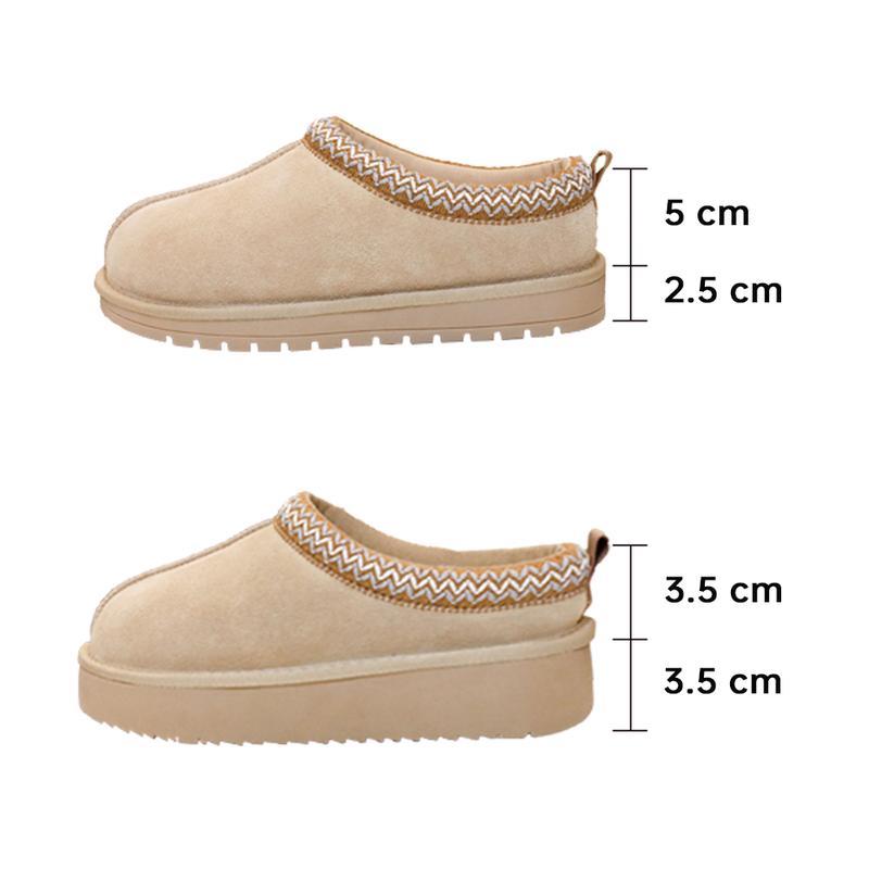 EVELLYHOOTD Braided Leather Outdoor Slippers Women's Mini Platform Boots with Fluffy Fur Lining Short Ankle Boots for Autumn Winter Warm Walking Shoes