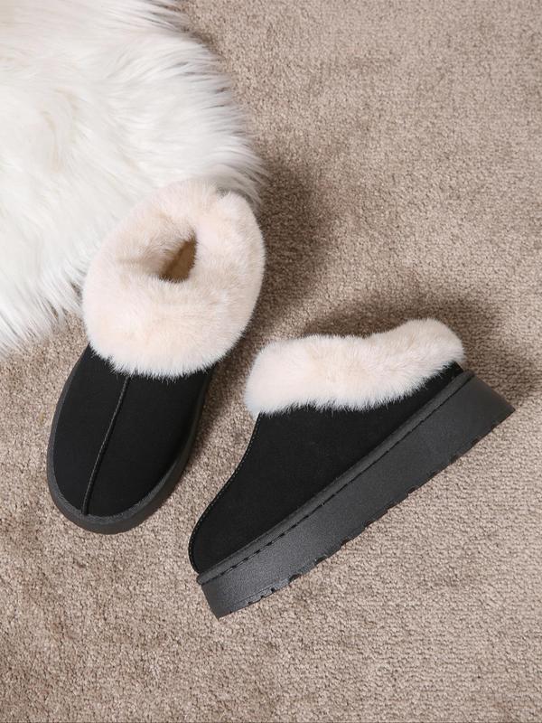 Women's Solid Color Fluffy Plush Slippers, Casual Soft Comfortable Home Slippers, Warm Slippers for Indoor & Outdoor Use for Women & Girls