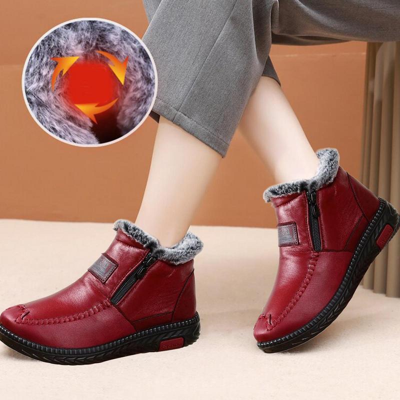 Ankle Snow Boots For Women Anti-Slip Female Winter Booties Waterproof Plush Lining Boots Thickened Zipper Cold Weather Shoes