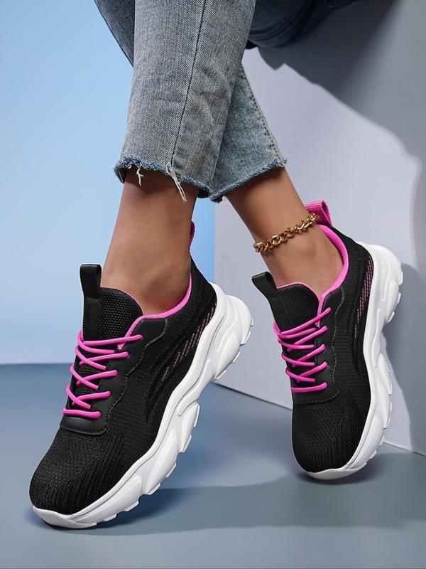 Women's Fashionable Lace Up Low Top Sneakers for Summer, Casual Soft Comfortable Breathable Sports Shoes, Matching Simple Design Plain Round Toe Running Shoes