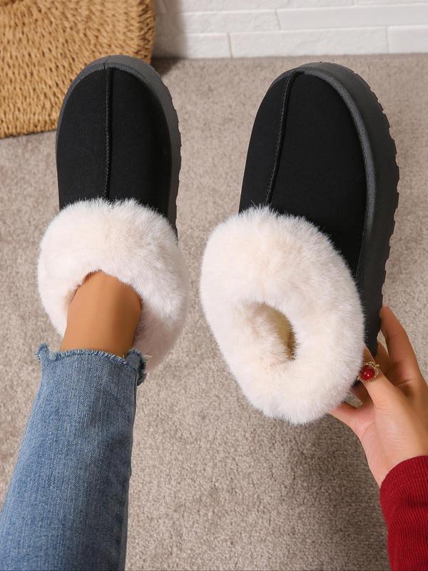 Women's Solid Color Fluffy Plush Slippers, Casual Soft Comfortable Home Slippers, Warm Slippers for Indoor & Outdoor Use for Women & Girls