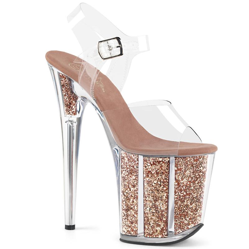 Pleaser Flamingo-808G Womens Sandals in Clear Rose Gold