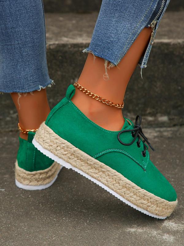 Women's Colorblock Braid Design Lace Up Wedges Shoes, Casual Comfortable Round Toe Wedges Shoes for Daily Wear, Lightweight Comfortable Shoes for Summer