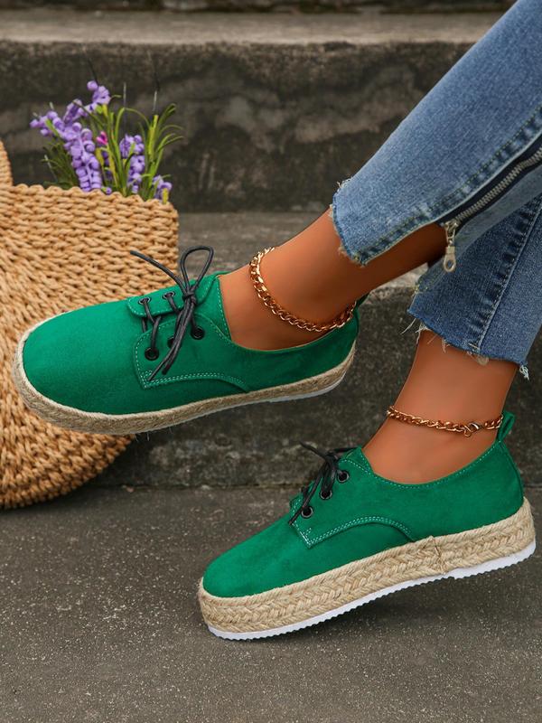 Women's Colorblock Braid Design Lace Up Wedges Shoes, Casual Comfortable Round Toe Wedges Shoes for Daily Wear, Lightweight Comfortable Shoes for Summer