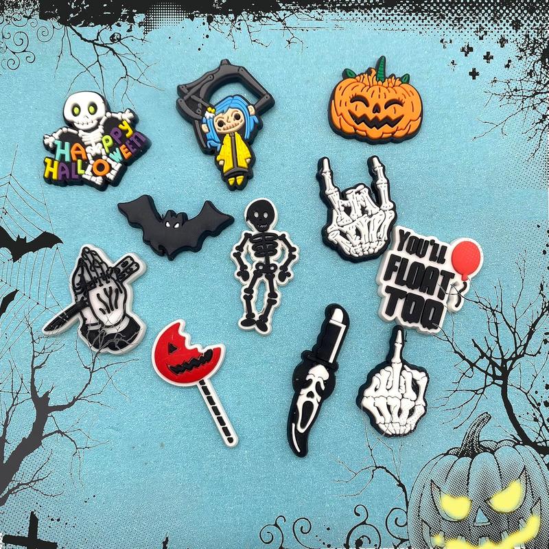 55count Halloween Horror Shoe Charms Skull Horror Shoe Charms, Shoe Charms for Wristband Bracelet Birthday Halloween Gifts