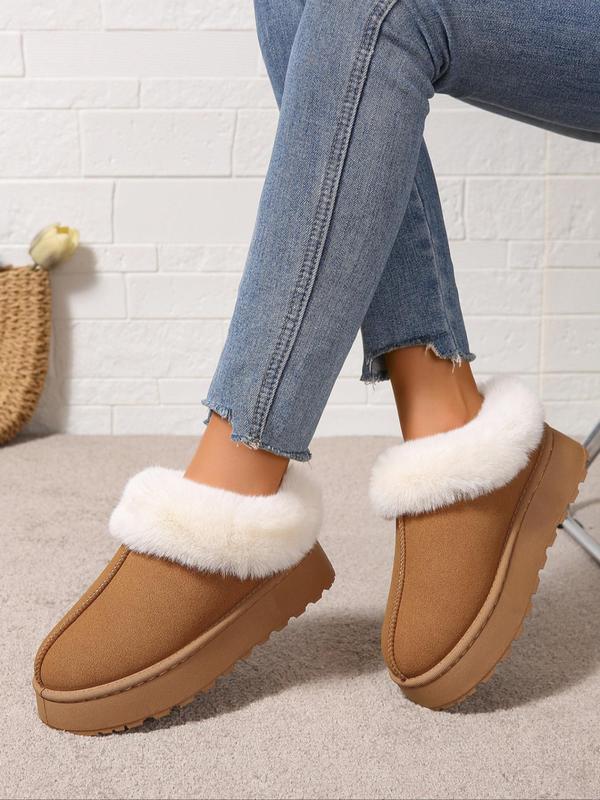 Women's Solid Color Fluffy Plush Slippers, Casual Soft Comfortable Home Slippers, Warm Slippers for Indoor & Outdoor Use for Women & Girls