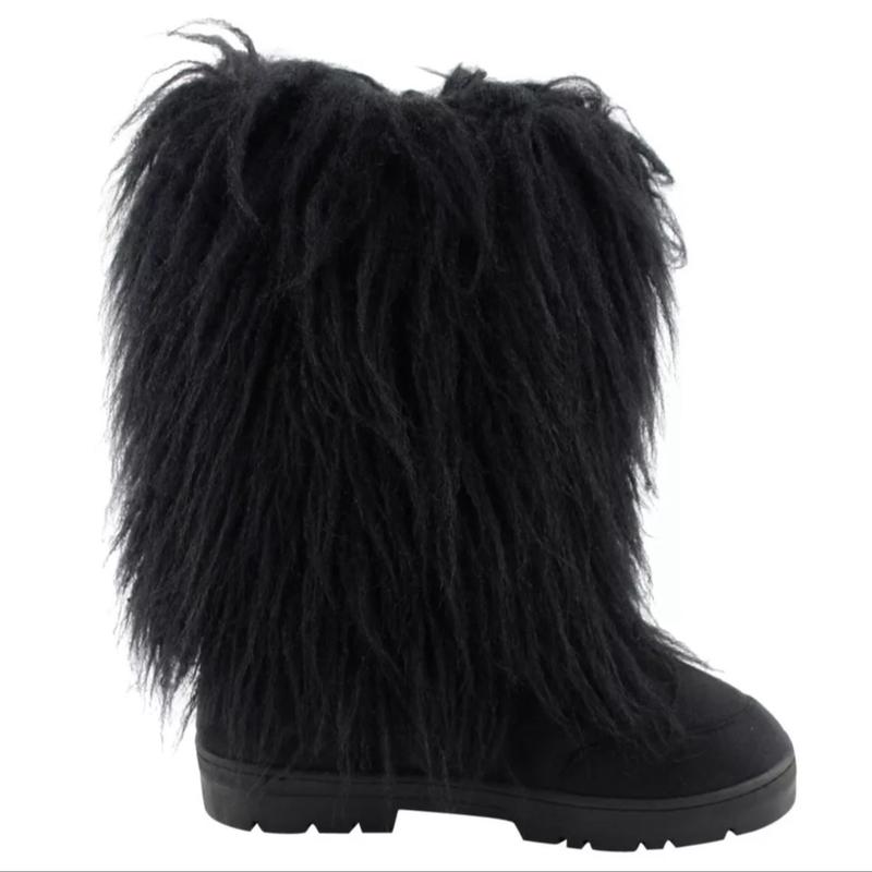 Demure Flatform Women's Fur Boots - Black, Perfect for Winter - Girl, Footwear Knee shoes Comfort Stylish