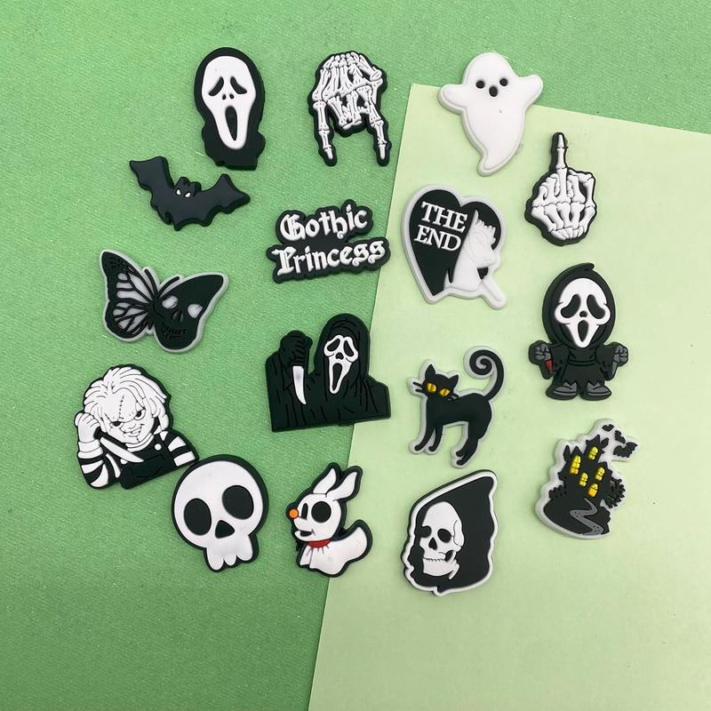 55count Halloween Horror Shoe Charms Skull Horror Shoe Charms, Shoe Charms for Wristband Bracelet Birthday Halloween Gifts