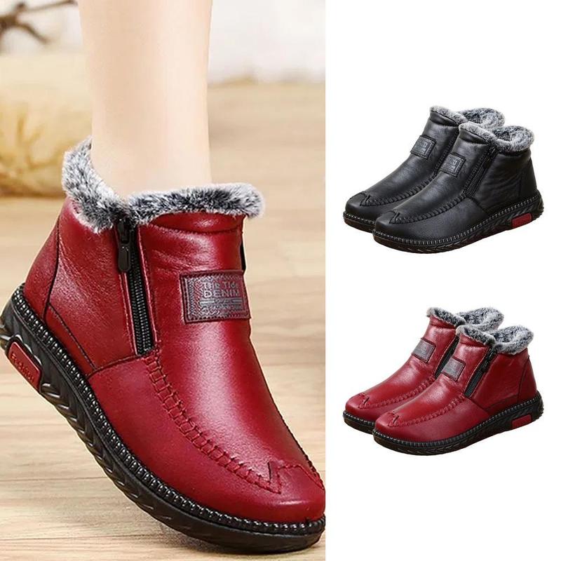 Ankle Snow Boots For Women Anti-Slip Female Winter Booties Waterproof Plush Lining Boots Thickened Zipper Cold Weather Shoes