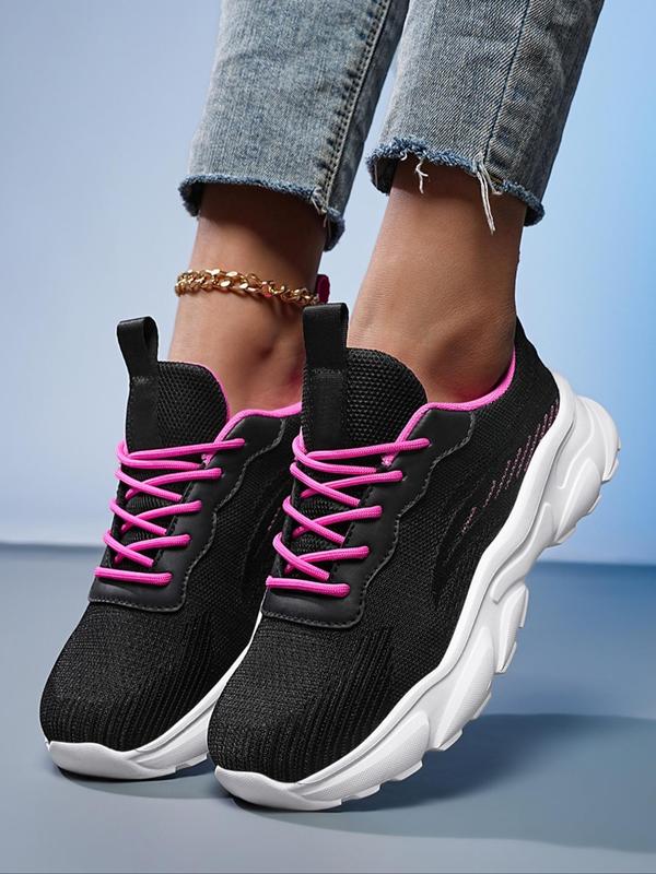 Women's Fashionable Lace Up Low Top Sneakers for Summer, Casual Soft Comfortable Breathable Sports Shoes, Matching Simple Design Plain Round Toe Running Shoes