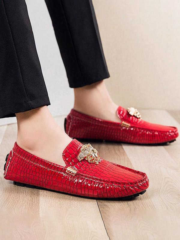 Men's Fashionable Crocodile Embossed Slip-on Loafers, Casual Comfortable Fashion Loafers for Daily Wear, Male All-match Round Toe Shoes for Daily Wear