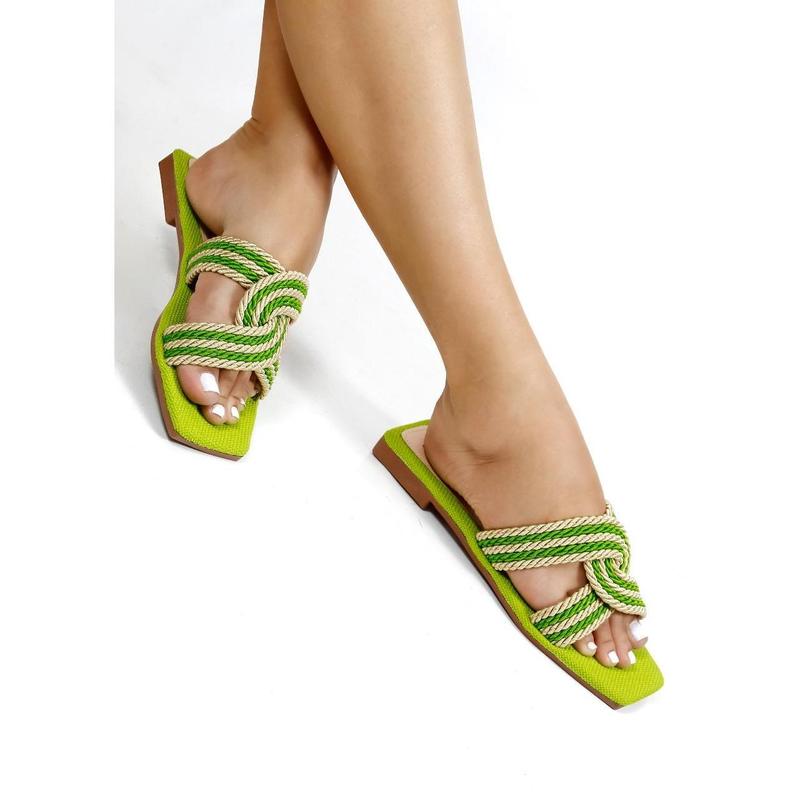 Dewoman Knotted Rope Flat Sandals