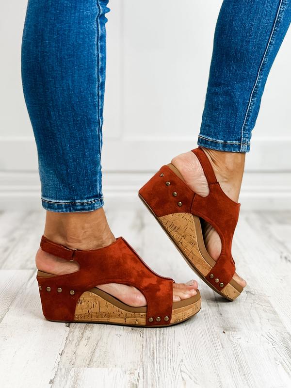 Corkys Carley RUST FAUX SUEDE Wedge Sandal