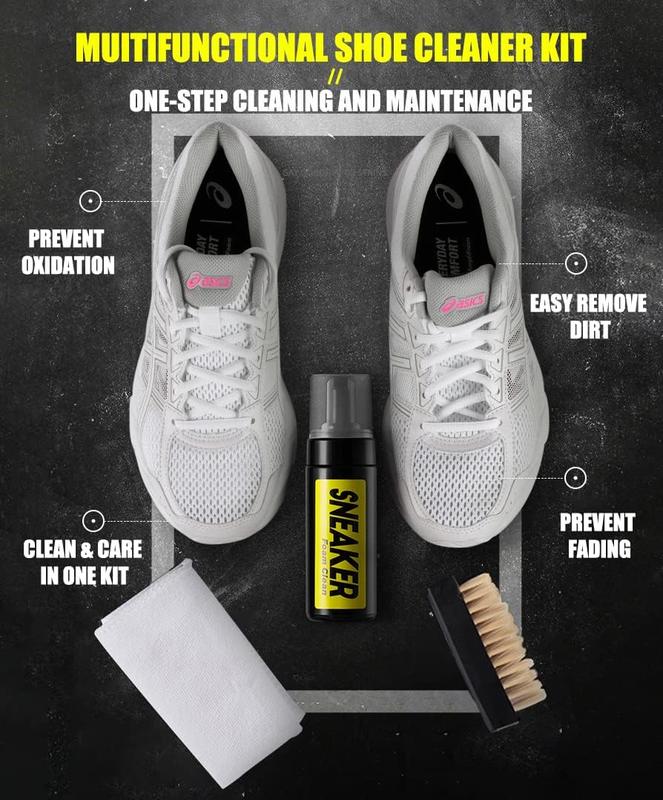 SHOE CLEANER KIT,Shoes Cleaning Kit for Sneaker, Water-Free Foam Sneaker Cleaner 5.3Oz with Shoe Brush and Cleaning Towel, Work on Most Shoes