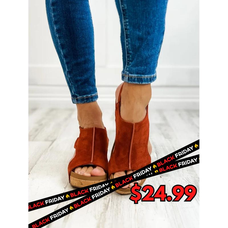 Corkys Carley RUST FAUX SUEDE Wedge Sandal