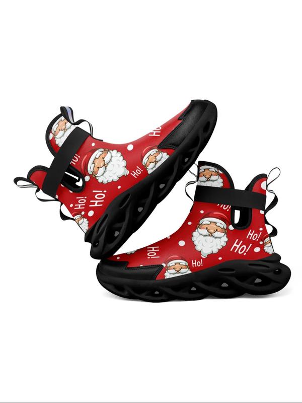 Men's Cartoon Santa Claus Pattern High Top Sneakers, Casual Comfortable Soft Blade Sole for Daily Wear, Male All-match Round Toe Shoes for Daily Wear