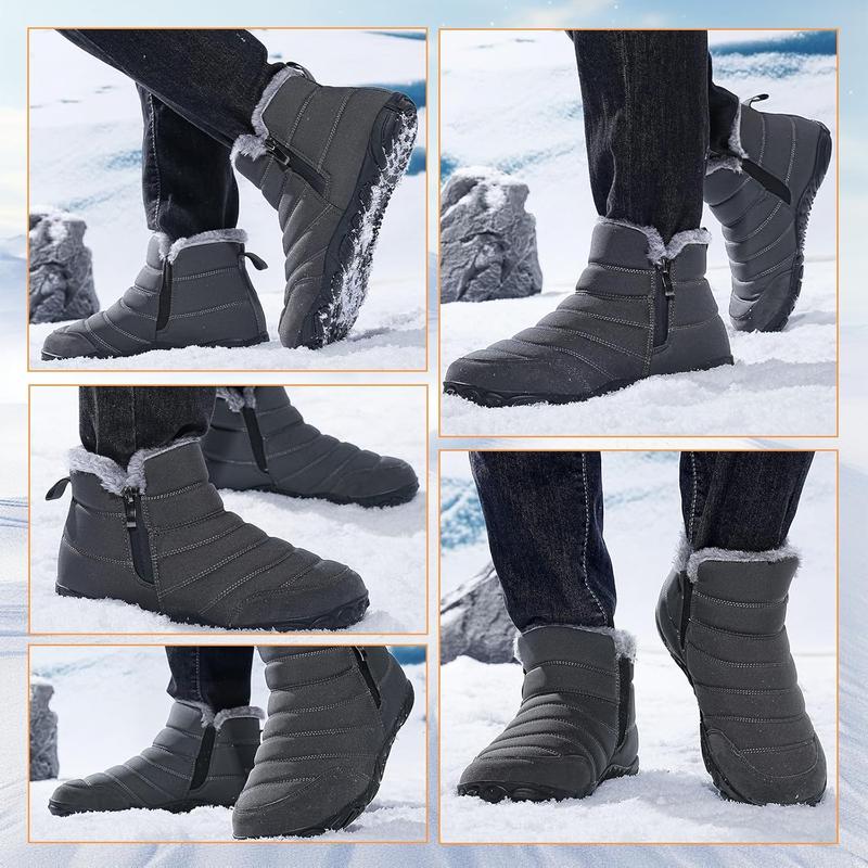 Mens Womens Winter Snow Boots Fur Lined Minimalist Zero Drop Sole Walking Shoes