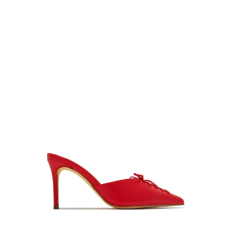 Lina Pump Heel Mules - Red