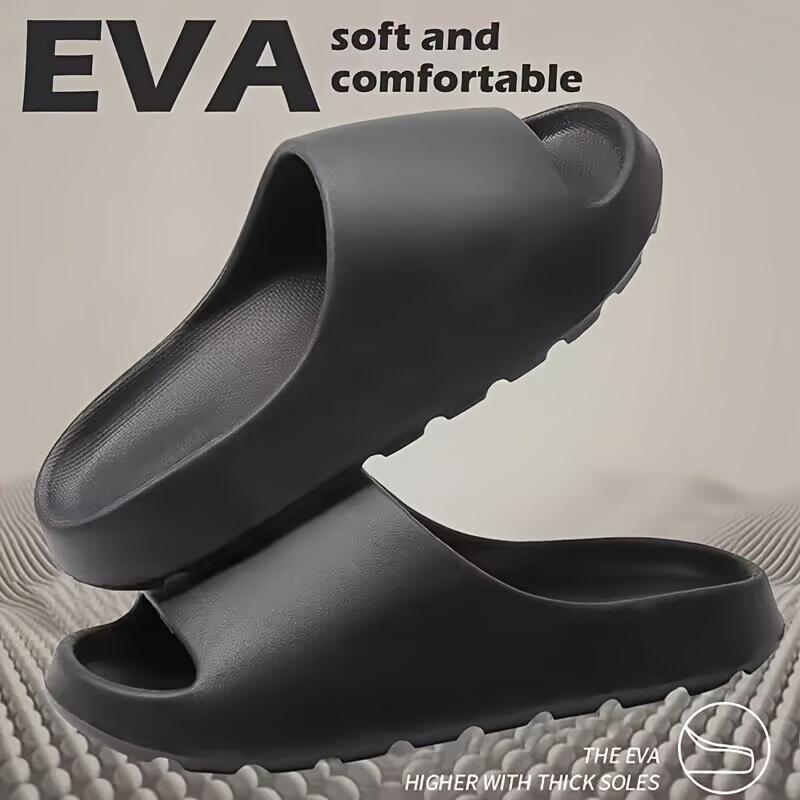 Men's Solid Color Deodorant Open Toe Breathable Platform Slippers, Comfortable and Non-Slip Durable Eva Sandals, Men's Indoor Shoes