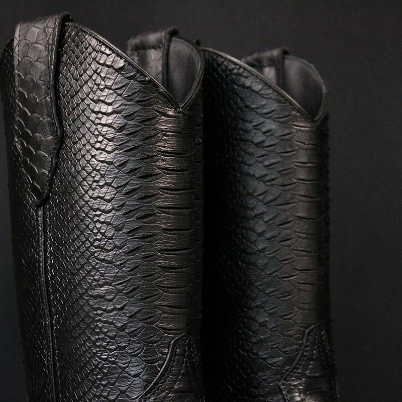 Men’s Black Python Boots With Red Bottoms