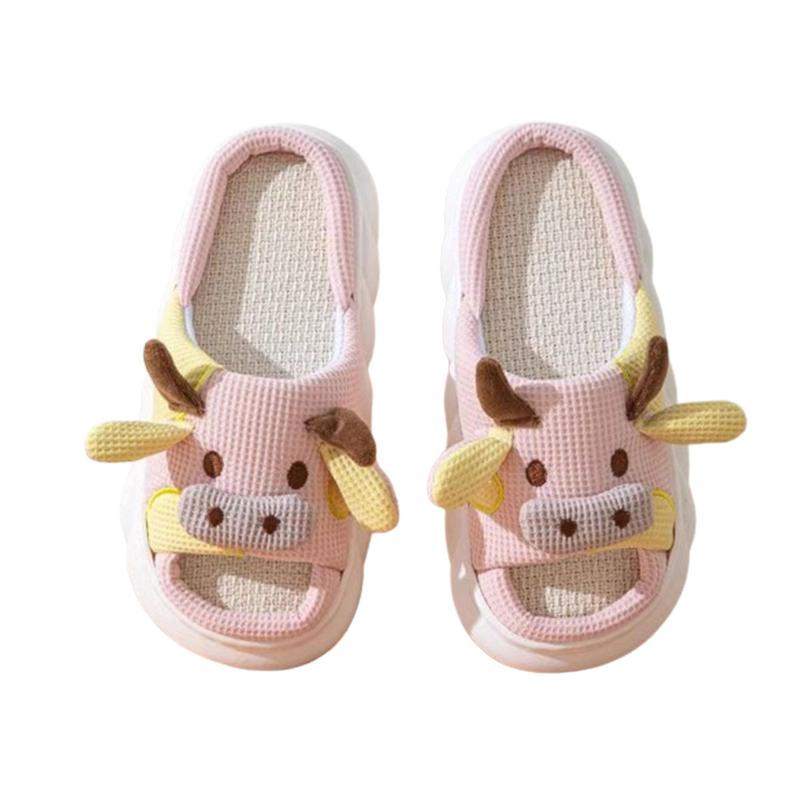 Cute Cow Slippers Fuzzy Milky Cow Slides Fuzzy Milky Cow Slides Indoor Cozy Cartoon Animal Slipper House Shoes for Women Men