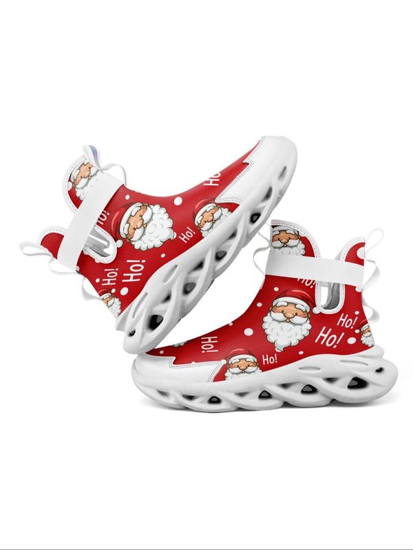 Men's Cartoon Santa Claus Pattern High Top Sneakers, Casual Comfortable Soft Blade Sole for Daily Wear, Male All-match Round Toe Shoes for Daily Wear