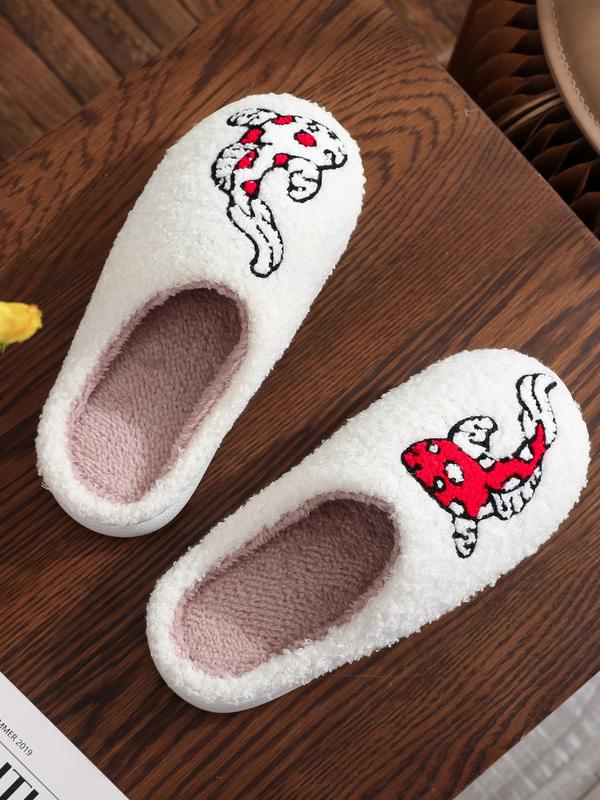 Women's Cute Cartoon Rabbit Butterfly Pattern Slippers, Casual Soft Comfortable Home Slippers, Fluffy Fall & Winter House Shoes for Indoor and Outdoor