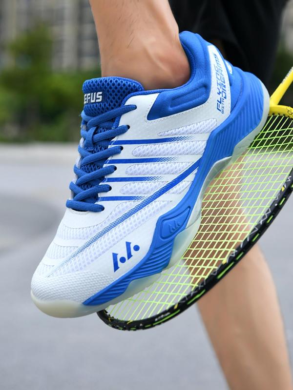 Men's Colorblock Lace Up Badminton Sneakers, Casual Comfortable Breathable Sports Running Shoes, Non-slip Sneakers for All Seasons