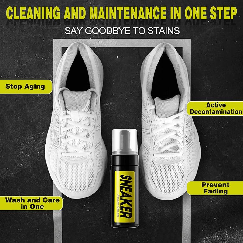 SHOE CLEANER KIT,Shoes Cleaning Kit for Sneaker, Water-Free Foam Sneaker Cleaner 5.3Oz with Shoe Brush and Cleaning Towel, Work on Most Shoes