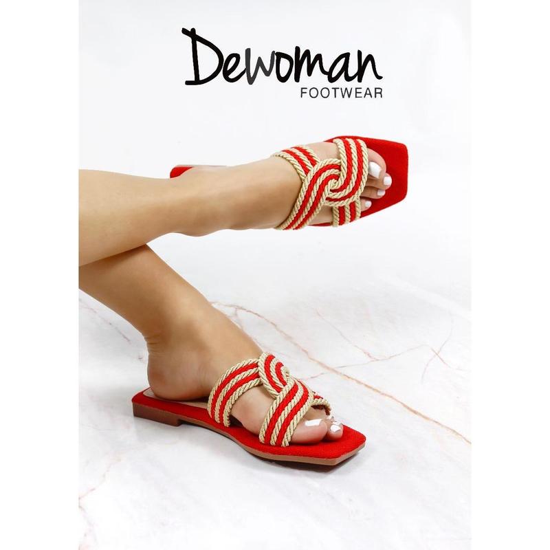 Dewoman Knotted Rope Flat Sandals