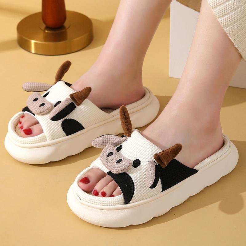 Cute Cow Slippers Fuzzy Milky Cow Slides Fuzzy Milky Cow Slides Indoor Cozy Cartoon Animal Slipper House Shoes for Women Men