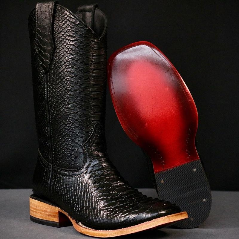 Men’s Black Python Boots With Red Bottoms