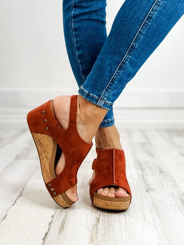 Corkys Carley RUST FAUX SUEDE Wedge Sandal