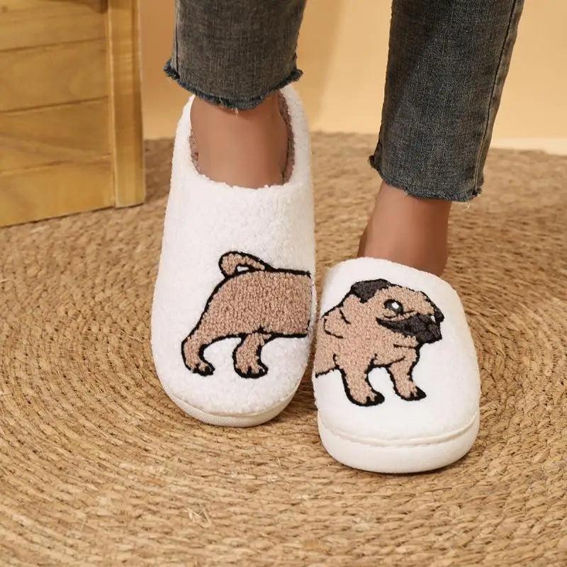 Fluffy Slippers Plush Cartoon Dog Designer Winter Shoes (Kitty Cat, Dachshund, Wiener Dog, French Bulldog, Frenchie, Pug) warm slipper