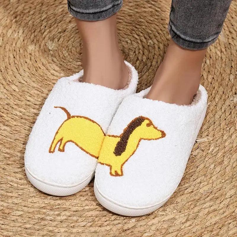 Fluffy Slippers Plush Cartoon Dog Designer Winter Shoes (Kitty Cat, Dachshund, Wiener Dog, French Bulldog, Frenchie, Pug) warm slipper