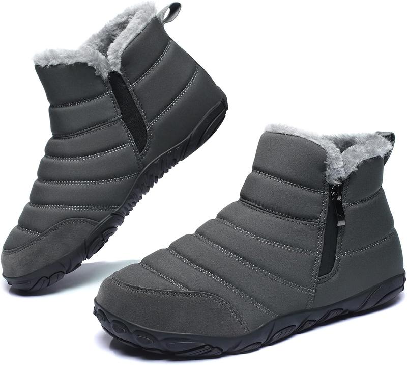 Mens Womens Winter Snow Boots Fur Lined Minimalist Zero Drop Sole Walking Shoes