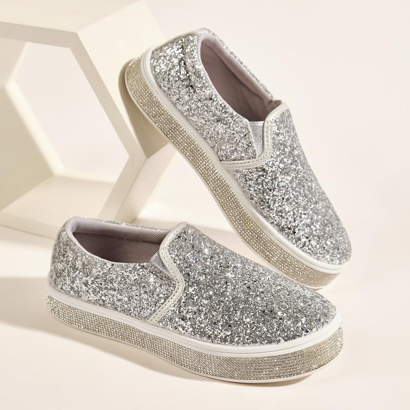 UUBARIS Women's fashion Loafers Rhinestone Glitter Sneakers Sparkly Tennis Shoes Casual Platform Loafers Bling Slip-on Sneakers Footwear Walking Shoes