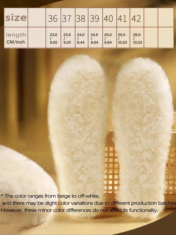 1 Pair Women's Simple Style Plain Color Fluffy Shoes Insoles, Soft Warm Heart Shaped Fuzzy Shoes Insoles, Fashionable Anti-slip Shoes Insoles For Daily Use For Winter