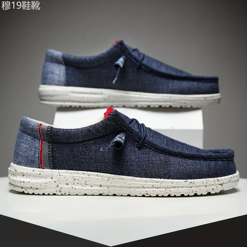 Men's Loafer Shoes With Decorative Shoelaces, Comfy Non-slip Slip On Breathable Shoes, Spring And Summer Footwear Flat