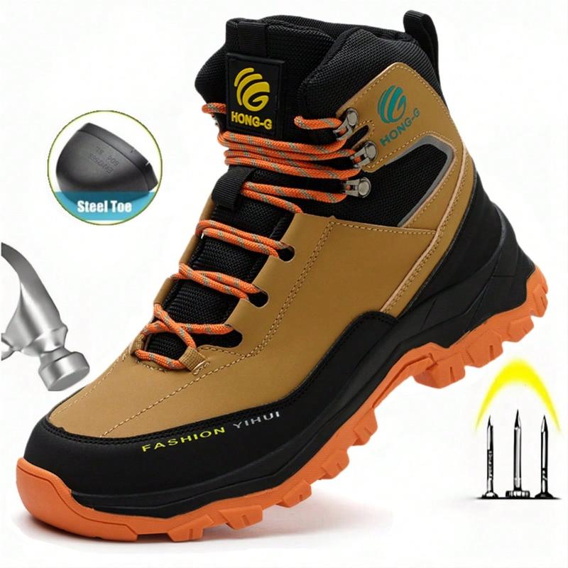 Men's Steel Toe Shoes Waterproof Soft Durable Work Boots Indestructible Comfortable Safety Shoes Anti-Slip Work Shoes