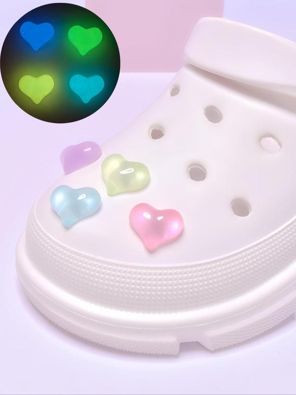 Glow in The Dark Shoe Decoration, Cute Heart Shaped Shoe Charm, Fashionable Shoes Decorations for Women & Girls