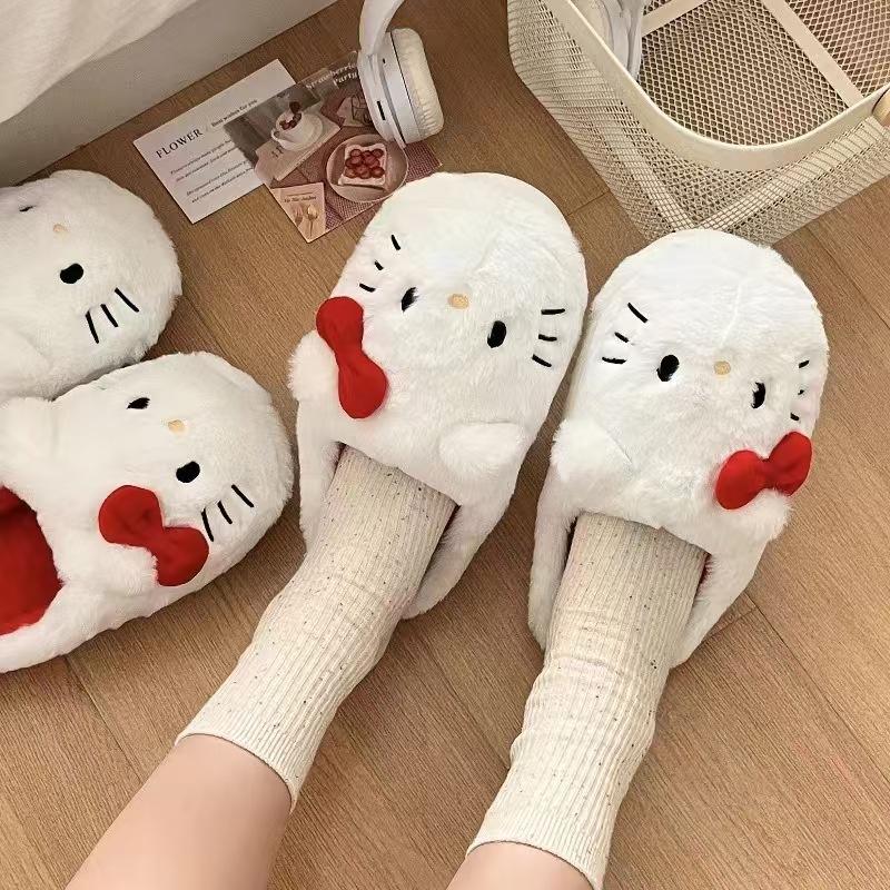 Kawaii Plush Slippers  Cute Student Autumn Winter Bedroom Soft Padded Plush Bedroom Aldult Shoes Girls Xmas