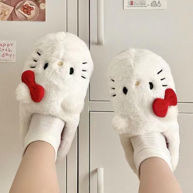 Kawaii Plush Slippers  Cute Student Autumn Winter Bedroom Soft Padded Plush Bedroom Aldult Shoes Girls Xmas