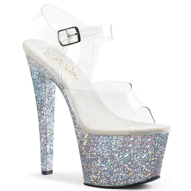 7 Inch Heel SKY-308LG Silver Glitter