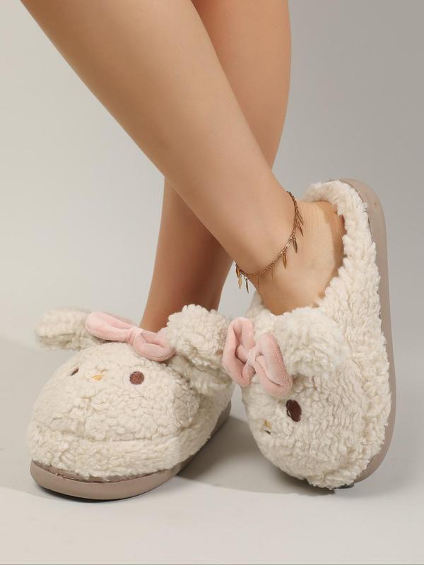 Women's 2024 Cute Fluffy House Slippers, Cartoon Stylish Warm Bow Decor Bunny Slippers for Girl, Fashion Slippers for Women, Comfort Slippers for Indoor, Bedroom Slippers for Winter, House Shoes for Back To School, Fall Outfits, Fall Freshness