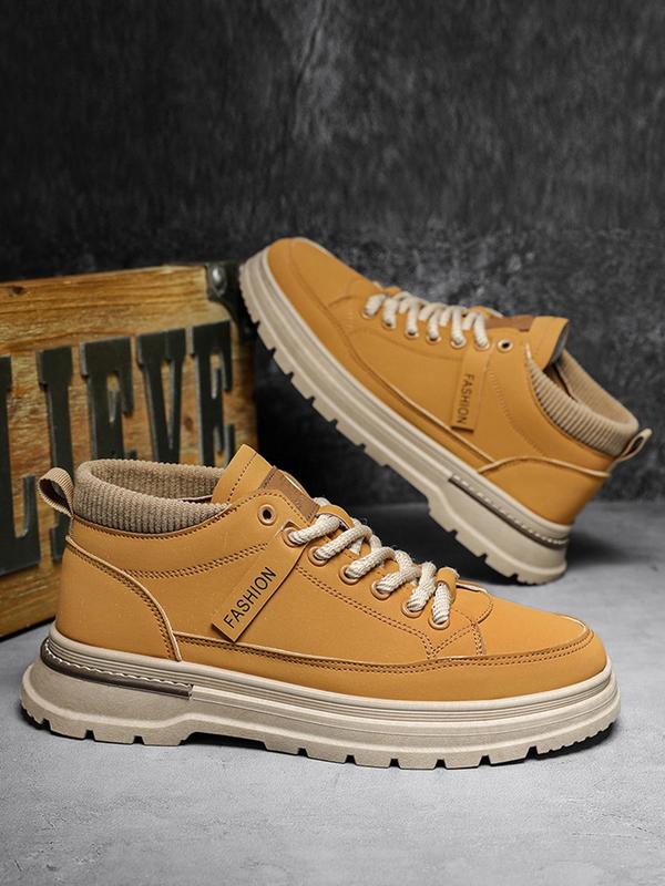 Men's Fashionable Letter Label Design Lace Up Front Low Top Hiking Shoes, Casual Comfortable Sports Shoes for Outdoor Activities, Male All-match Round Toe Shoes for Daily Wear