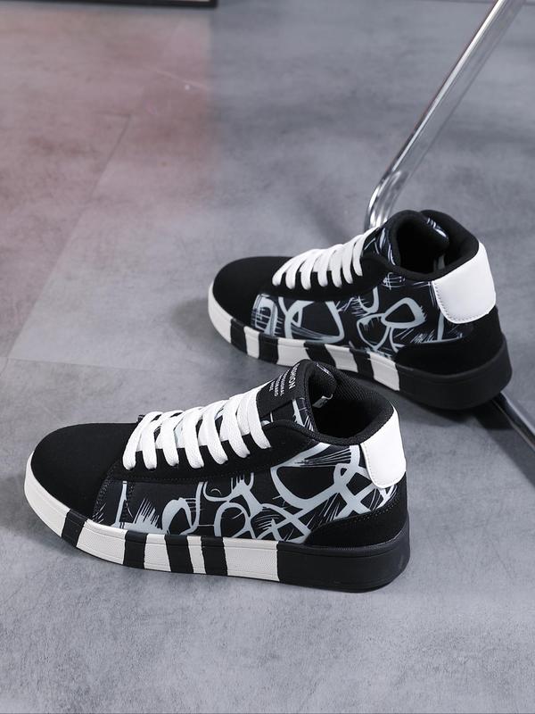 Women's Summer Casual Colorblock Letter High Top Skate Shoes, Lace up Round Toe Skate Shoes, Back To School Commuter Shoes for Work Back To School