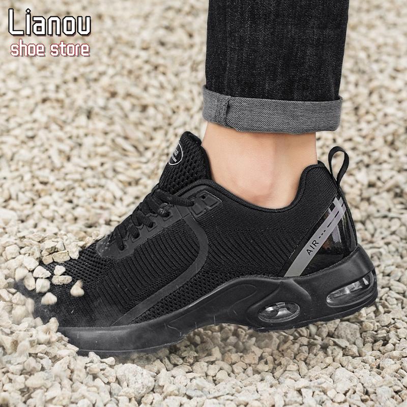 Steel - toed sports shoes with air cushion anti - piercing wear - resistant safety shoes outdoor anti - impact works sports shoes anti-toe injury Closed Trainer Footwear Sneaker Runner Running Comfort labor protection anti-puncture work