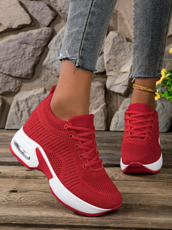 Women's Fashionable Lace Up Front Mesh Sneakers, Casual Comfortable Breathable Sports Running Shoes, All-match Round Toe Chunky Sneakers for Daily Wear